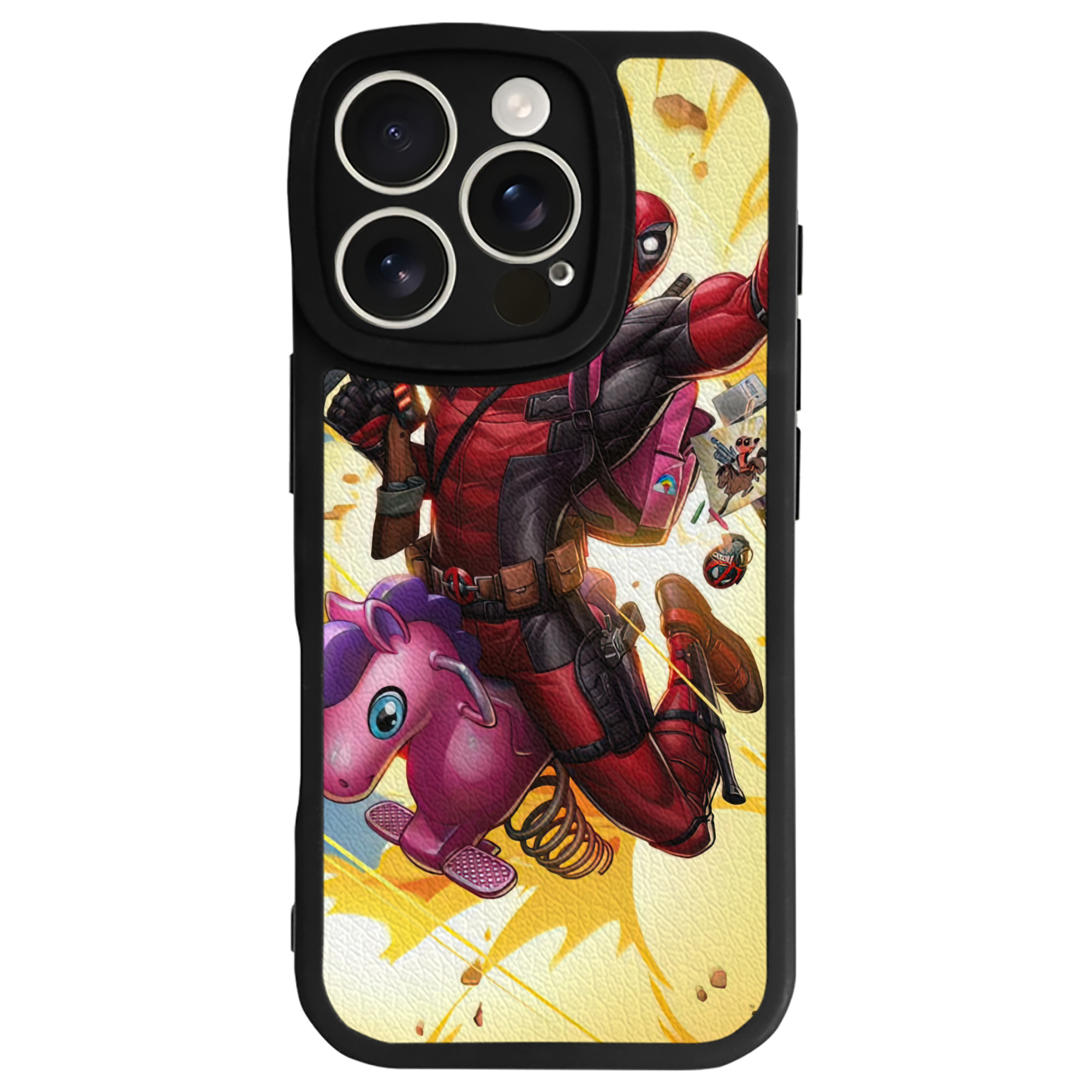 （画像用） Deadpool デッドプール 【iPhone 16シリーズ対応】シリコンスマホケース（レザー調） 材質：シリコン